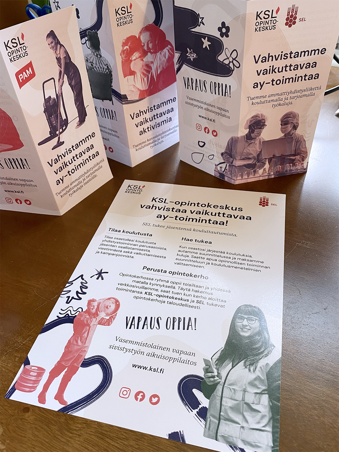 3-fold brochures and a poster design for KSL-opintokeskus