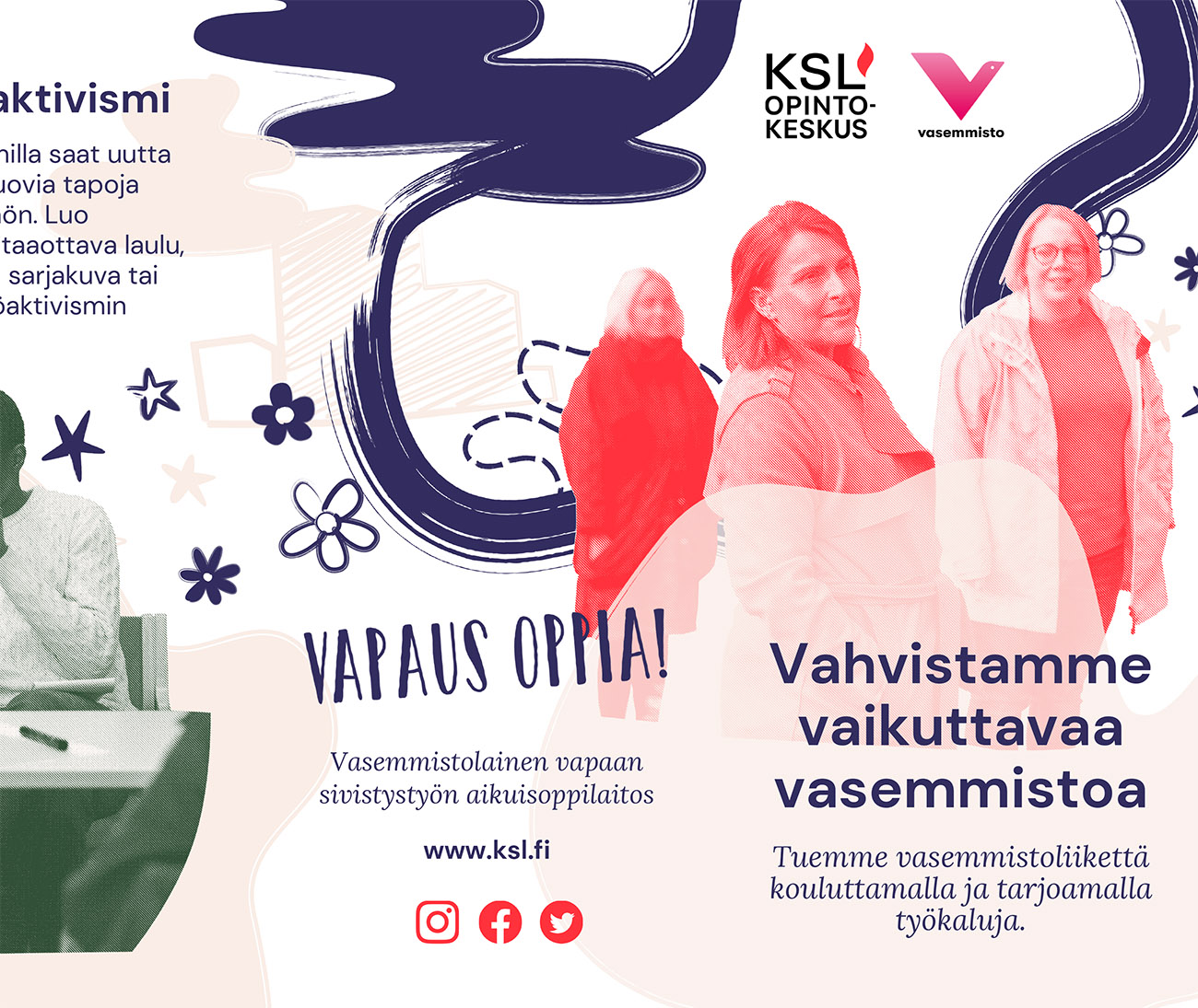 Illustration example of the KSL-opintokeskus brochure design